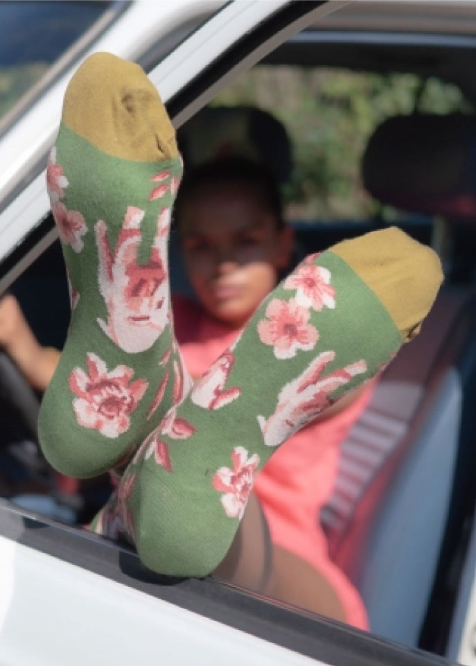 牧野花影中筒襪